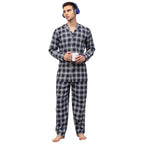 Jainish Men's Navy Blue Checked Night Suits ( GNS 001Navy-White ) - Distacart