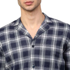 Jainish Men's Navy Blue Checked Night Suits ( GNS 001Navy-White ) - Distacart