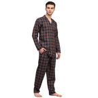 Jainish Men's Orange Checked Night Suits ( GNS 001Orange-Blue ) - Distacart