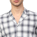 Jainish Men's White Checked Night Suits ( GNS 001White ) - Distacart