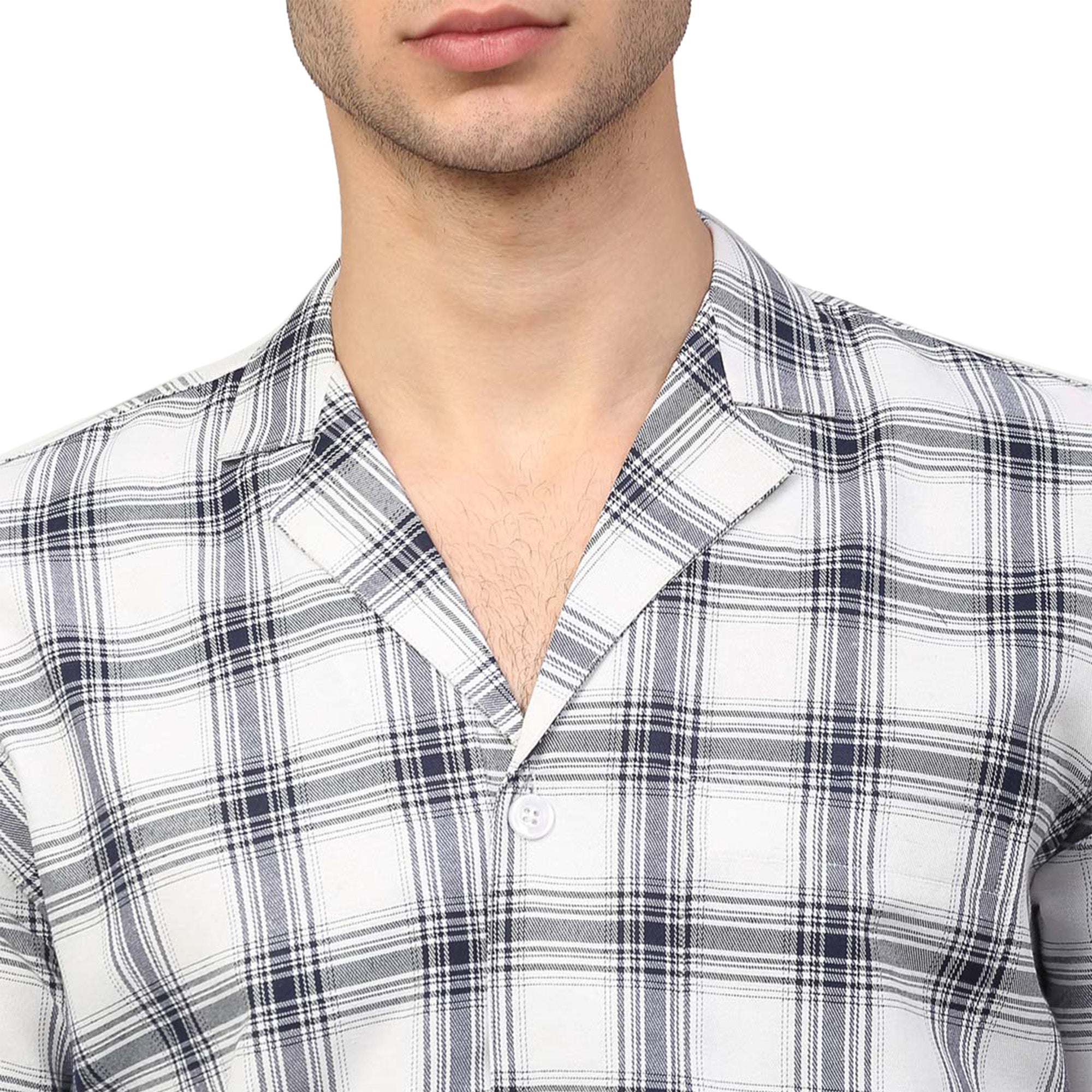 Jainish Men's White Checked Night Suits ( GNS 001White ) - Distacart