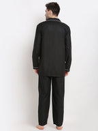 Jainish Men's Black Cotton Solid Night Suits ( GNS 003Black ) - Distacart