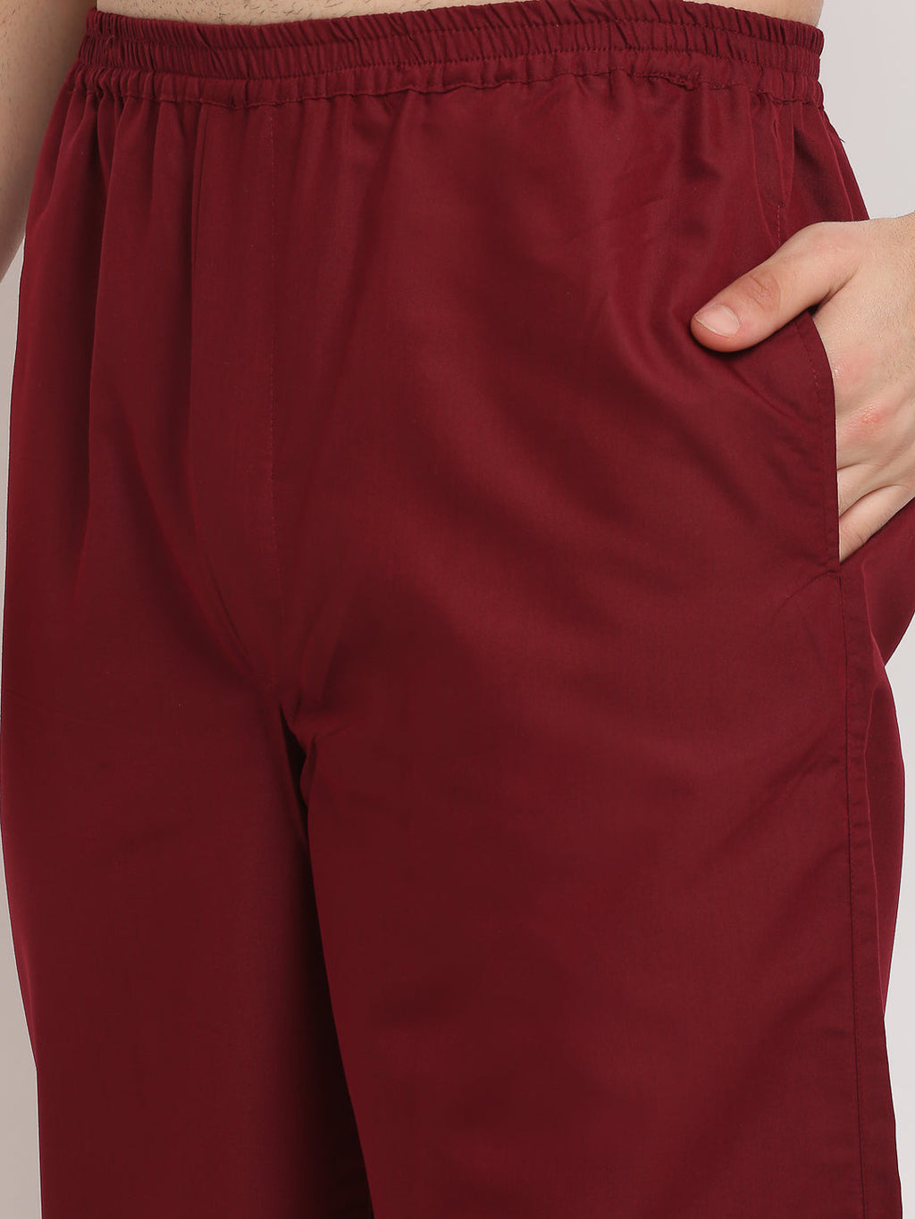 Jainish Men's Maroon Cotton Solid Night Suits ( GNS 003Maroon ) - Distacart