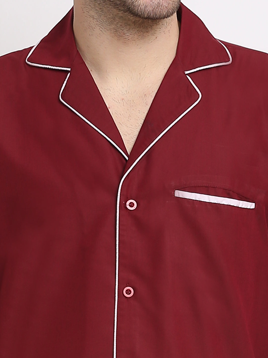 Jainish Men's Maroon Cotton Solid Night Suits ( GNS 003Maroon ) - Distacart