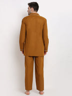 Jainish Men's Mustard Cotton Solid Night Suits ( GNS 003Mustard ) - Distacart