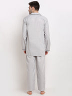 Jainish Men's Steel-Grey Cotton Solid Night Suits ( GNS 003Steel-Grey ) - Distacart