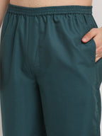 Jainish Men's Teal Cotton Solid Night Suits ( GNS 003Teal ) - Distacart