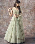 Jyoti Fashion Catching Aqua Green 3MM Sequin with Jari Embroidered Net Lehenga Choli with Dupatta