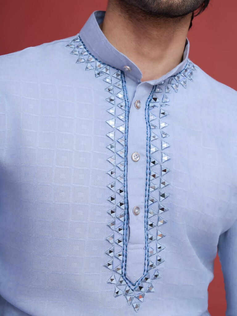 Vastranavya Exclusive Festival Wear Viscose Mirror Work on Self Weaving Kurta Only