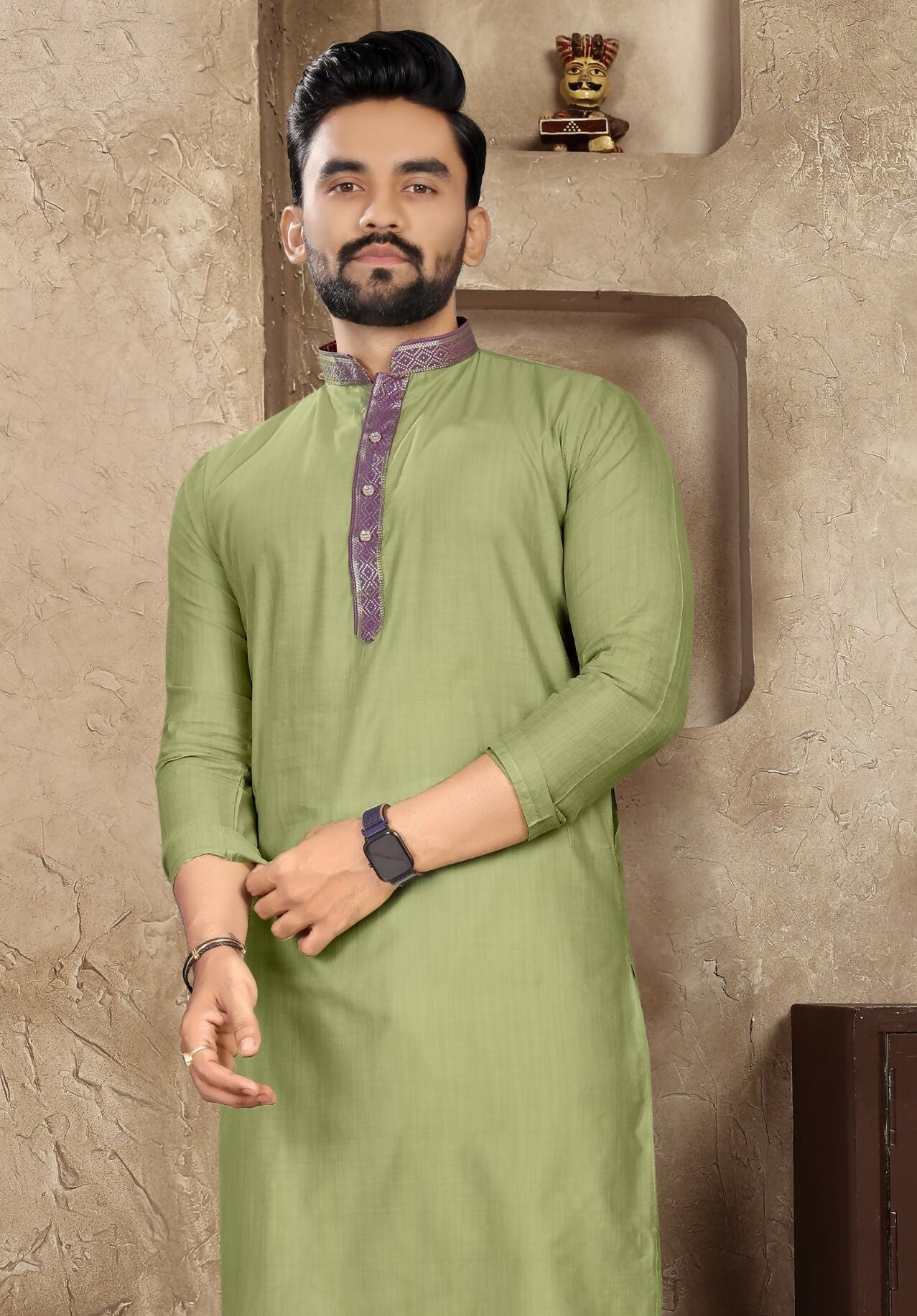 Anaita Green Linen Silk Straight Kurta