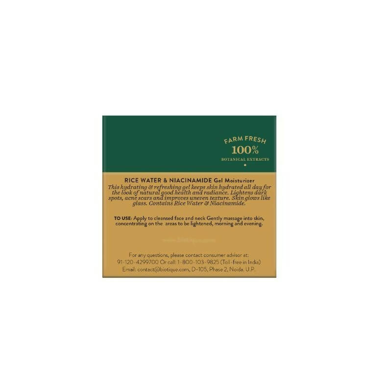 Biotique Advanced Ayurveda Rice Water & Niacinamide Gel Moisturizer - Distacart