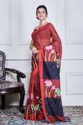 Morchari Multicolour Cotton Handloom Mirror Work Saree Unstitched Blouse - Distacart