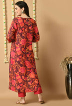 Joban Fashion Red Maslin Kurta Set