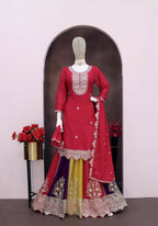 Anaita Magenta Heavy Chinon Stitched Suit with Embroidery & Sequence Work - Distacart