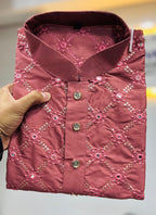 Prazu Fashion Onion Pink Silk Sequence Work Kurta With Pajama