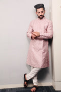 Neera Trendz Light Purple Heavy Soft Silk Mirror Work Men's Kurta Pyjama