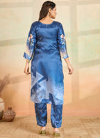 Prazu Fashion Blue Printed Cotton Reyon Kurta Pant Set - Distacart