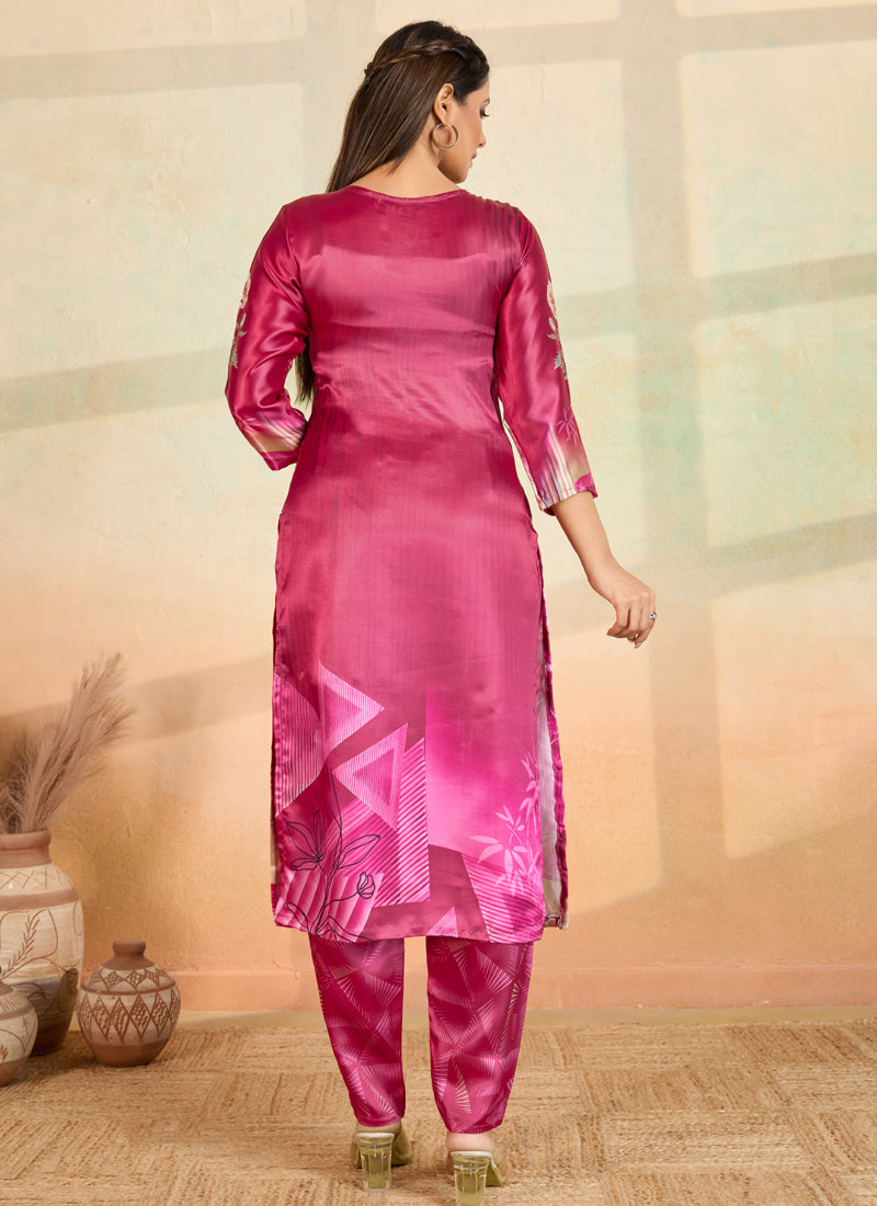 Prazu Fashion Pink Printed Cotton Reyon Kurta Pant Set - Distacart