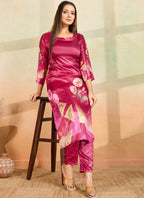 Prazu Fashion Pink Printed Cotton Reyon Kurta Pant Set - Distacart