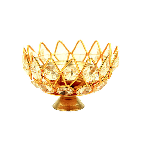 Shubhkart Nitya Brass Gomedh Crystal Pyali Diya (small)