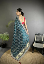 Joban Fashion Navy Blue Bandhej Bandhani Vichitra Silk Bandhani Prints Saree - Distacart