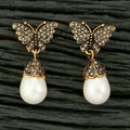 Joban Fashion Women Brass Golden White Ad Earrings - Distacart