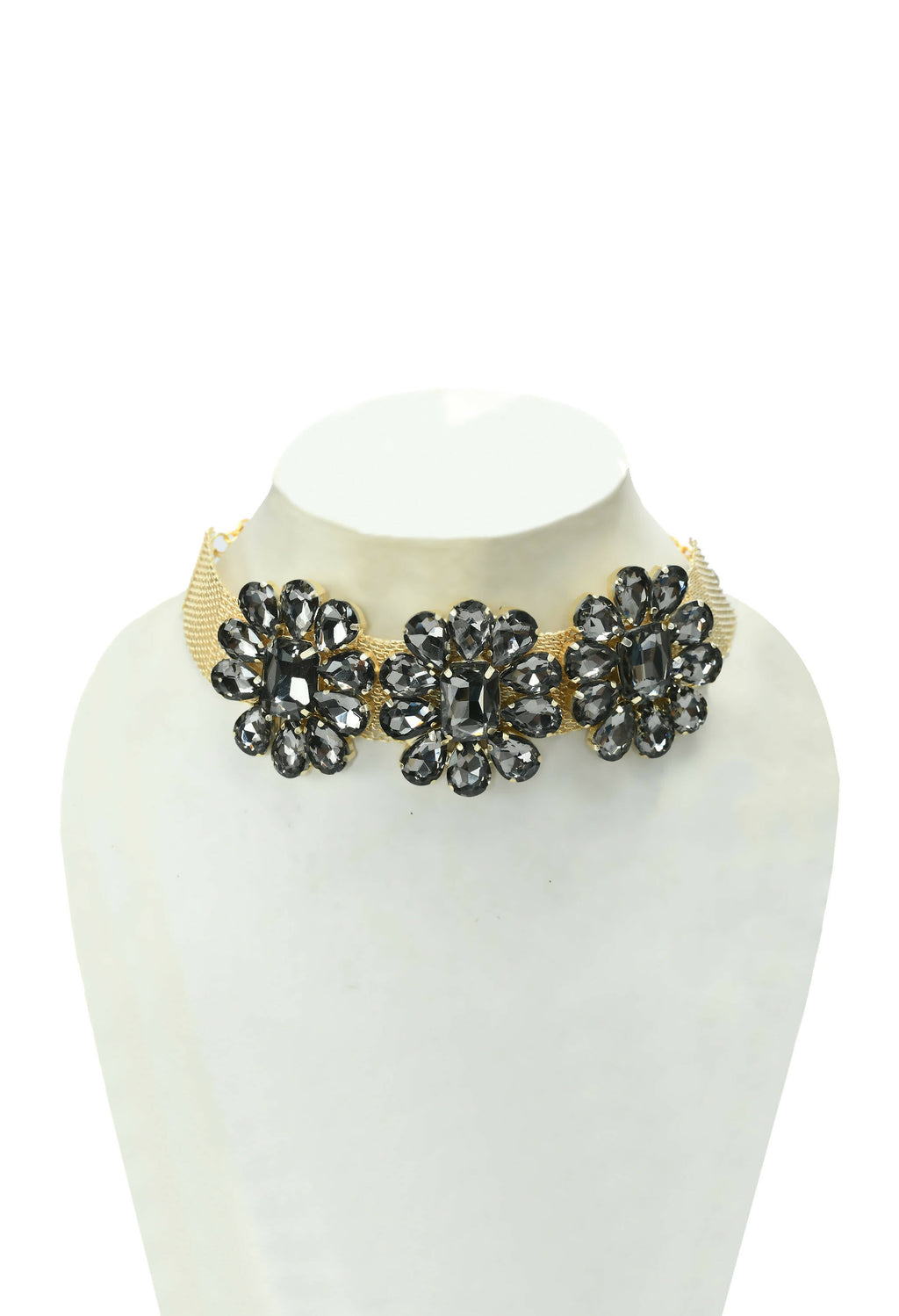 Mominos Fashion Joharkamal Gold-Plated Brass Finish Stone Choker For Women & Girls (Grey) - Distacart