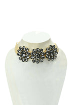 Mominos Fashion Joharkamal Gold-Plated Brass Finish Stone Choker For Women & Girls (Grey) - Distacart