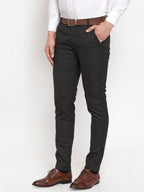 Jainish Men's Black Checked Formal Trousers ( GP 254Black ) - Distacart