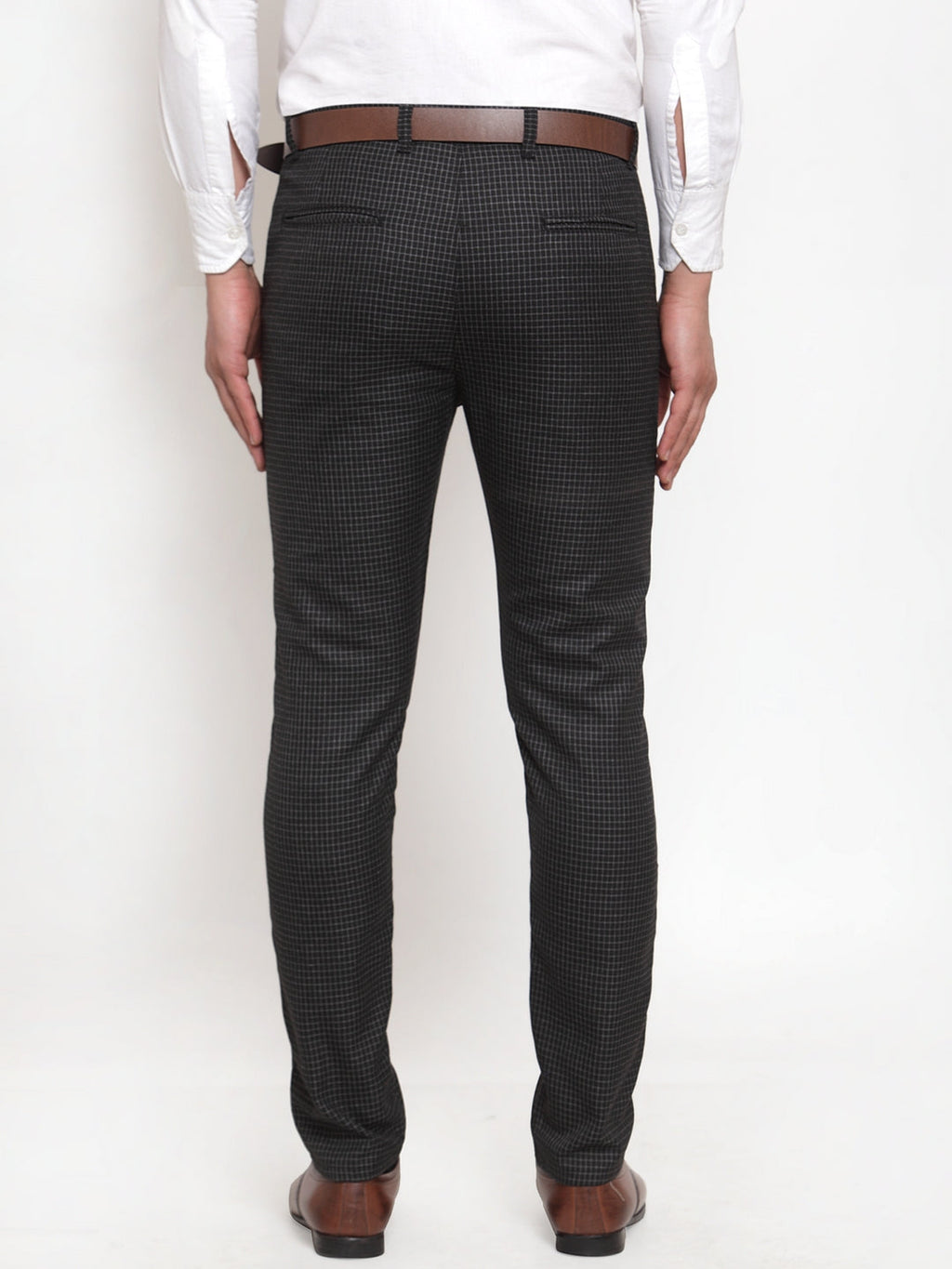 Jainish Men's Black Checked Formal Trousers ( GP 254Black ) - Distacart