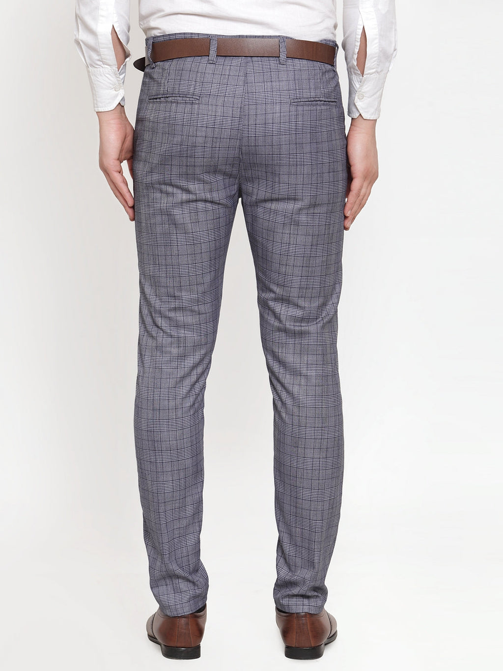 Jainish Men's Blue Checked Formal Trousers ( GP 254Blue ) - Distacart
