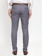 Jainish Men's Blue Checked Formal Trousers ( GP 254Blue ) - Distacart