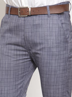 Jainish Men's Blue Checked Formal Trousers ( GP 254Blue ) - Distacart