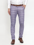Jainish Men's Blue Checked Formal Trousers ( GP 254Light-Blue ) - Distacart