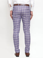 Jainish Men's Blue Checked Formal Trousers ( GP 254Light-Blue ) - Distacart