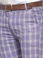 Jainish Men's Blue Checked Formal Trousers ( GP 254Light-Blue ) - Distacart