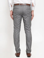 Jainish Men's Grey Checked Formal Trousers ( GP 254Light-Grey ) - Distacart