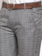 Jainish Men's Grey Checked Formal Trousers ( GP 254Light-Grey ) - Distacart
