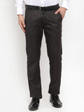 Jainish Men's Black Cotton Striped Formal Trousers ( FGP 255Black ) - Distacart