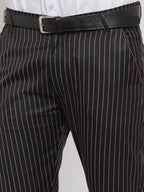 Jainish Men's Black Cotton Striped Formal Trousers ( FGP 255Black ) - Distacart