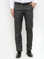 Jainish Men's Green Cotton Striped Formal Trousers ( FGP 255Olive ) - Distacart