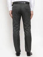 Jainish Men's Green Cotton Striped Formal Trousers ( FGP 255Olive ) - Distacart