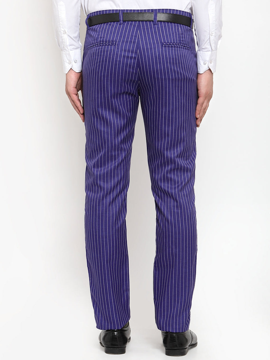 Jainish Men's Blue Cotton Striped Formal Trousers ( FGP 255Royal-Blue ) - Distacart
