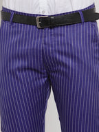 Jainish Men's Blue Cotton Striped Formal Trousers ( FGP 255Royal-Blue ) - Distacart