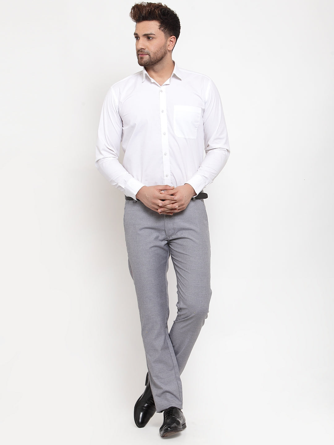 Jainish Men's Grey Cotton Solid Formal Trousers ( FGP 256Grey ) - Distacart