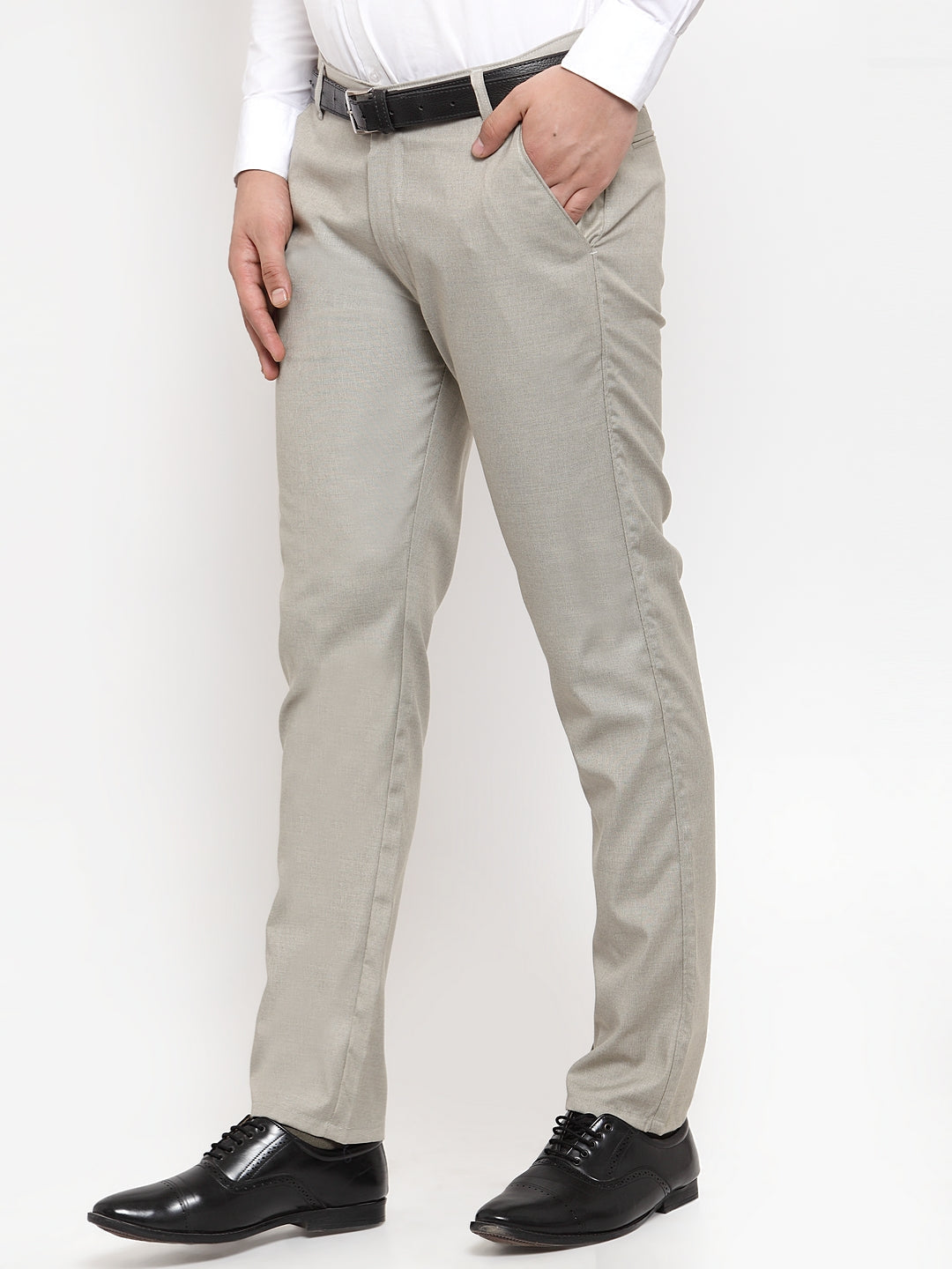 Jainish Men's Grey Cotton Solid Formal Trousers ( FGP 256Light-Grey ) - Distacart
