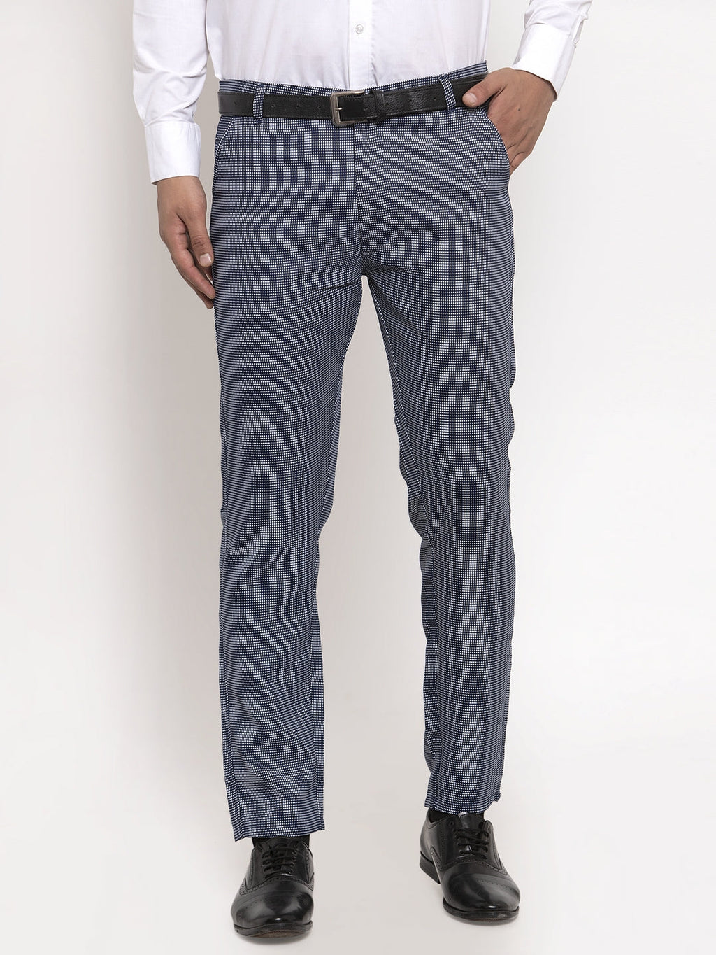 Jainish Men's Navy Cotton Polka Dots Formal Trousers ( GP 257Navy-Blue ) - Distacart