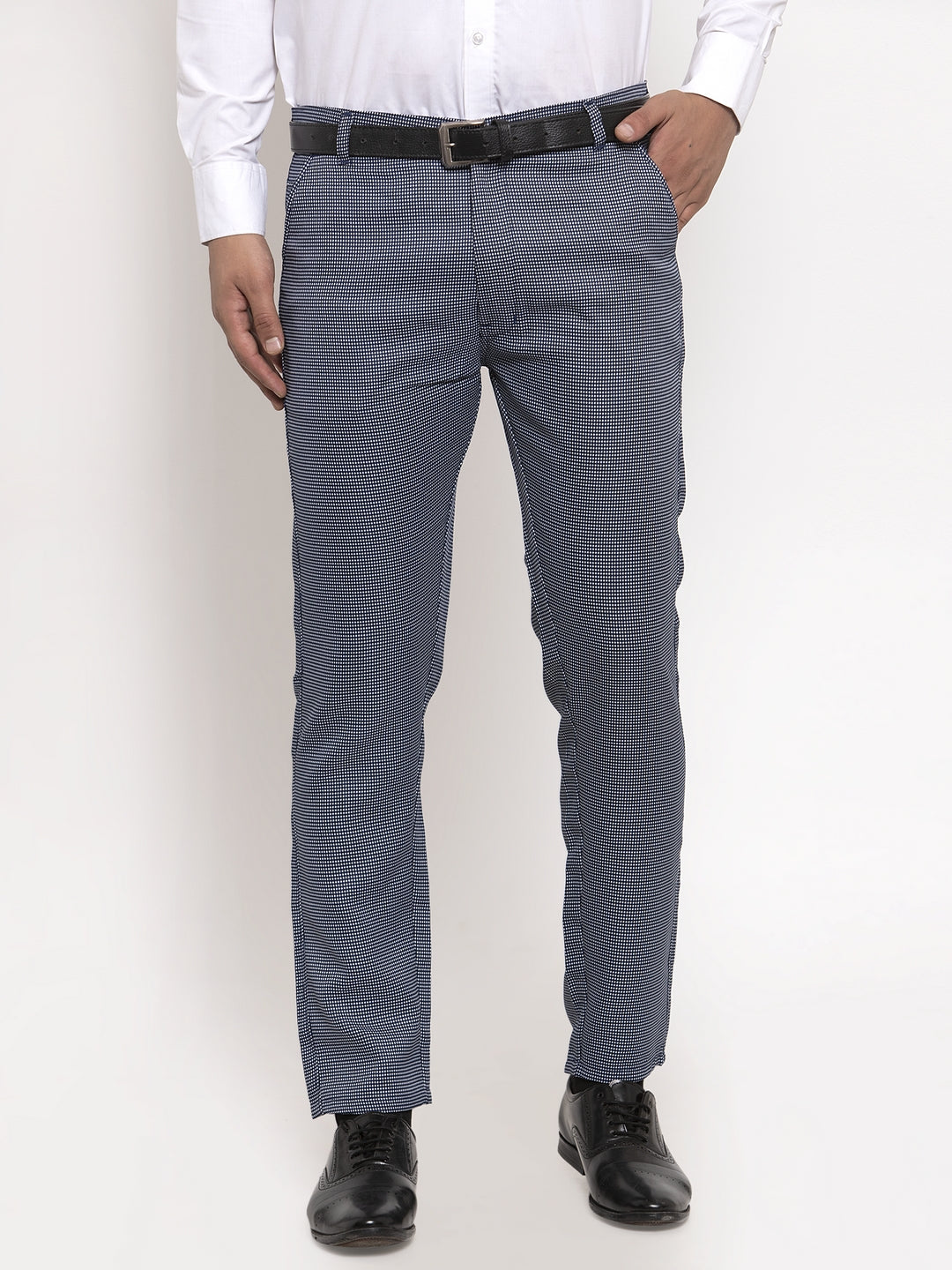 Jainish Men's Navy Cotton Polka Dots Formal Trousers ( GP 257Navy-Blue ) - Distacart