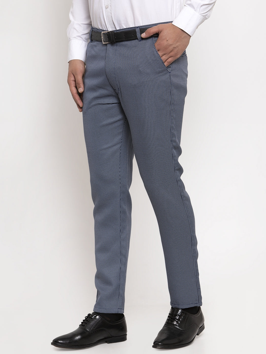 Jainish Men's Navy Cotton Polka Dots Formal Trousers ( GP 257Navy-Blue ) - Distacart