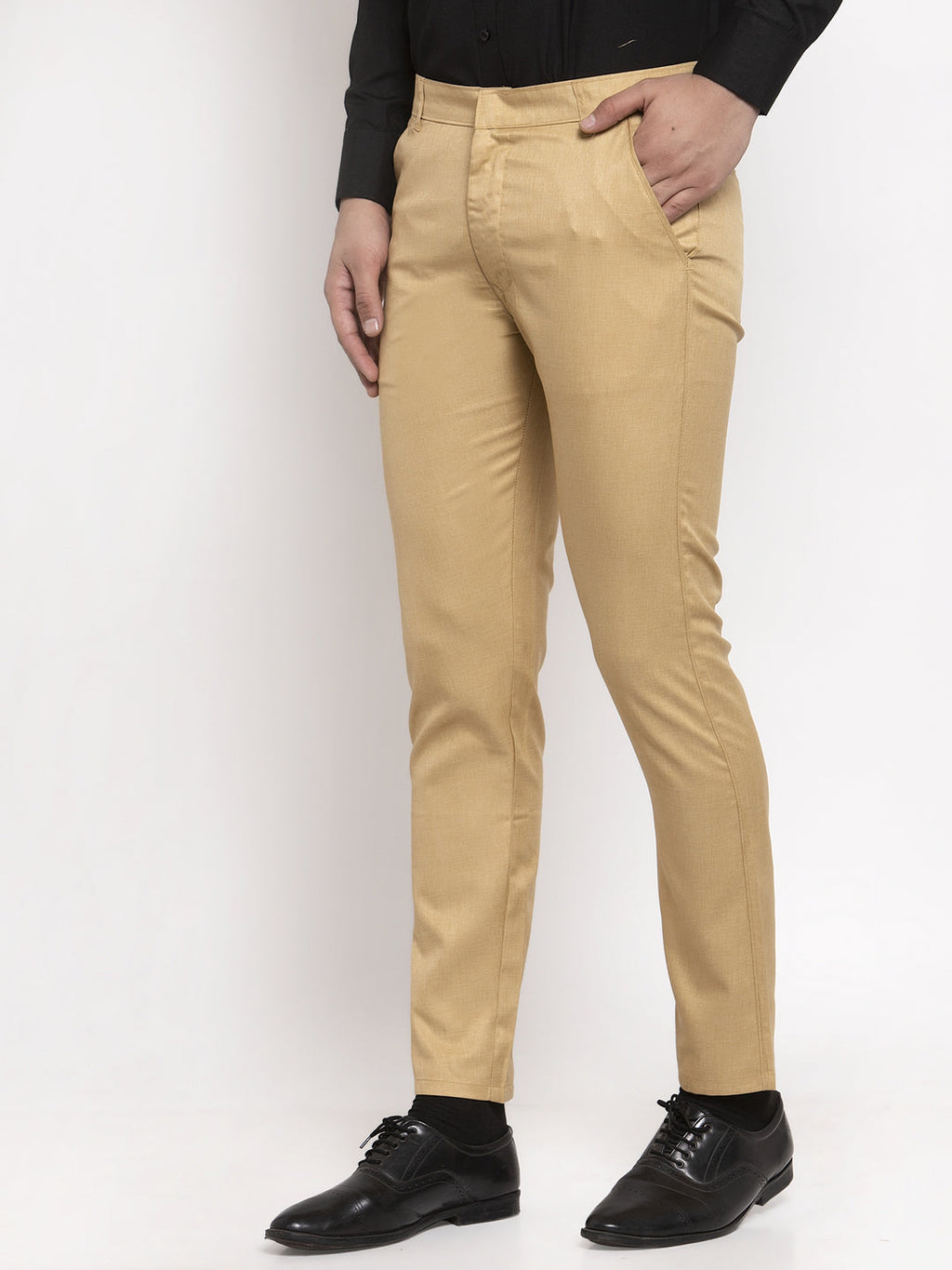 Jainish Men's Beige Cotton Solid Formal Trousers ( FGP 258Beige ) - Distacart